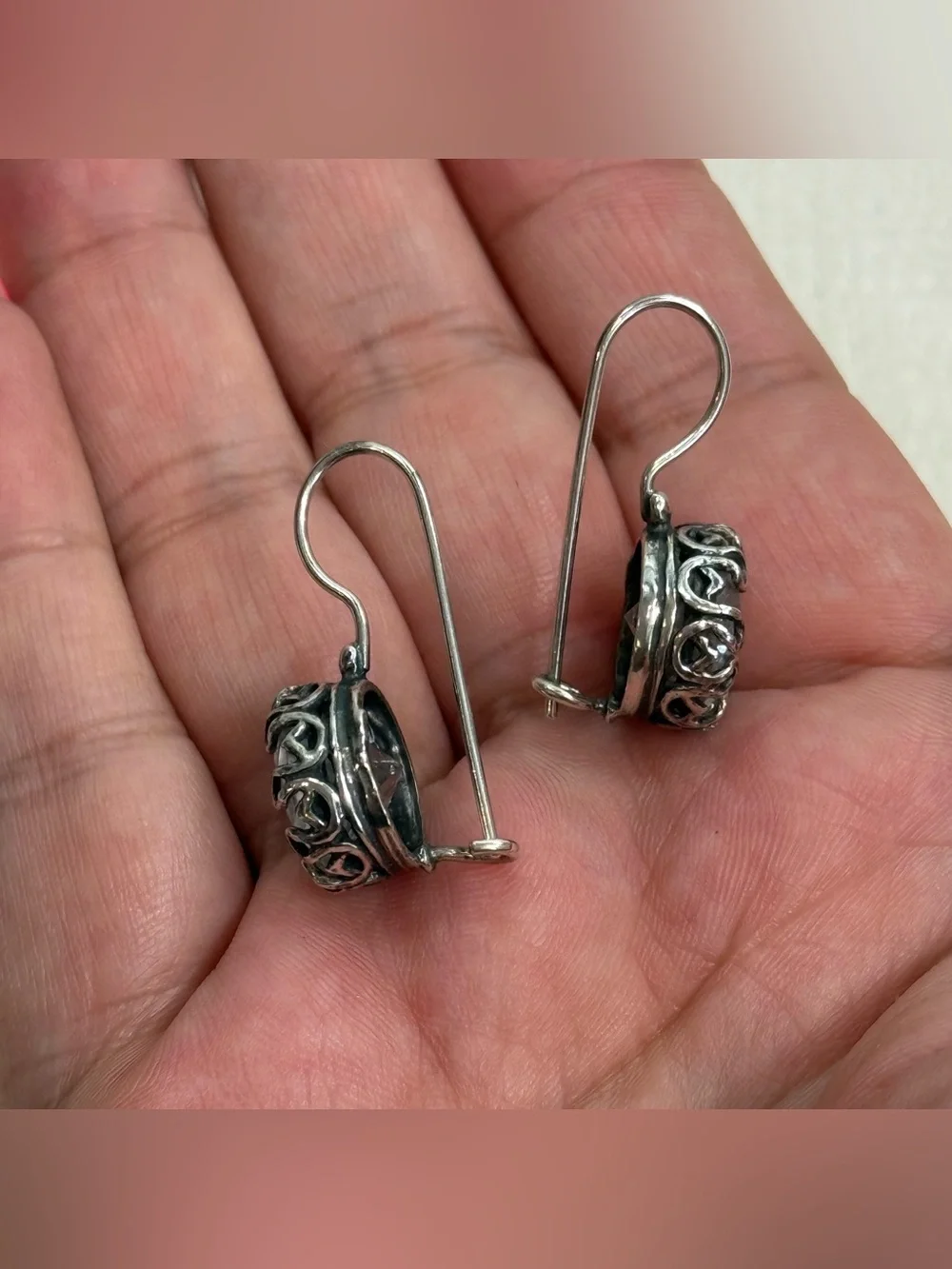 Sterling silver and clear glass kidney wire earrings
